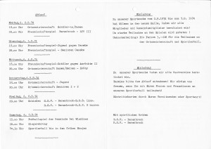 Einladung Sportwoche anlässlich Erweiterungsbau 1974-2